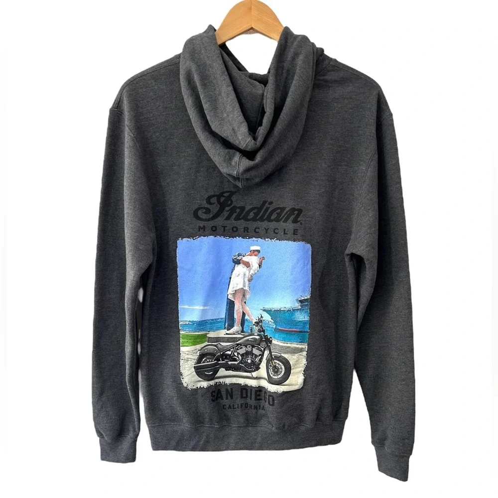 Indian motorcycle San Diego men’s Midway Hoodie S grey cotton poly NWT - Picture 1 of 8